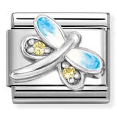 Nomination Composable Classic Link 330321/10 Dragonfly with Blue Enamel in 925 Silver & CZ